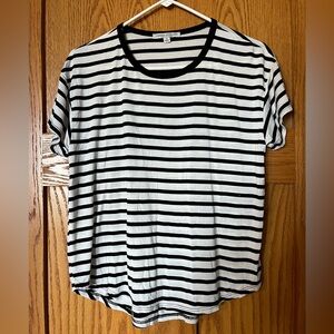 Green Envelope Black and White Striped Tee